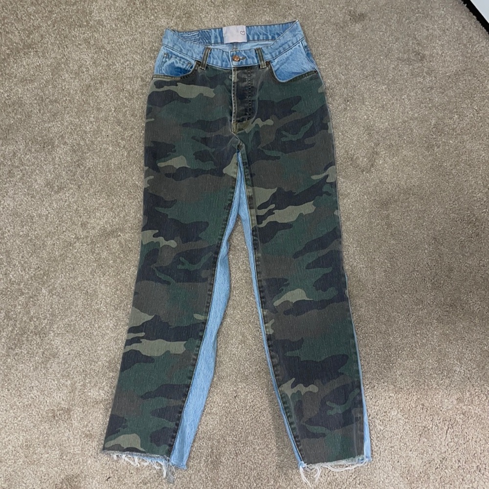 Revice ex boyfriend camo and denim jeans